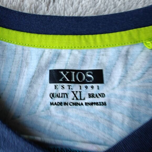 XIOS Tropical T-shirt Men's XL Hawaiian Overall Print Colorful Beach 90s Miami - Picture 2 of 5